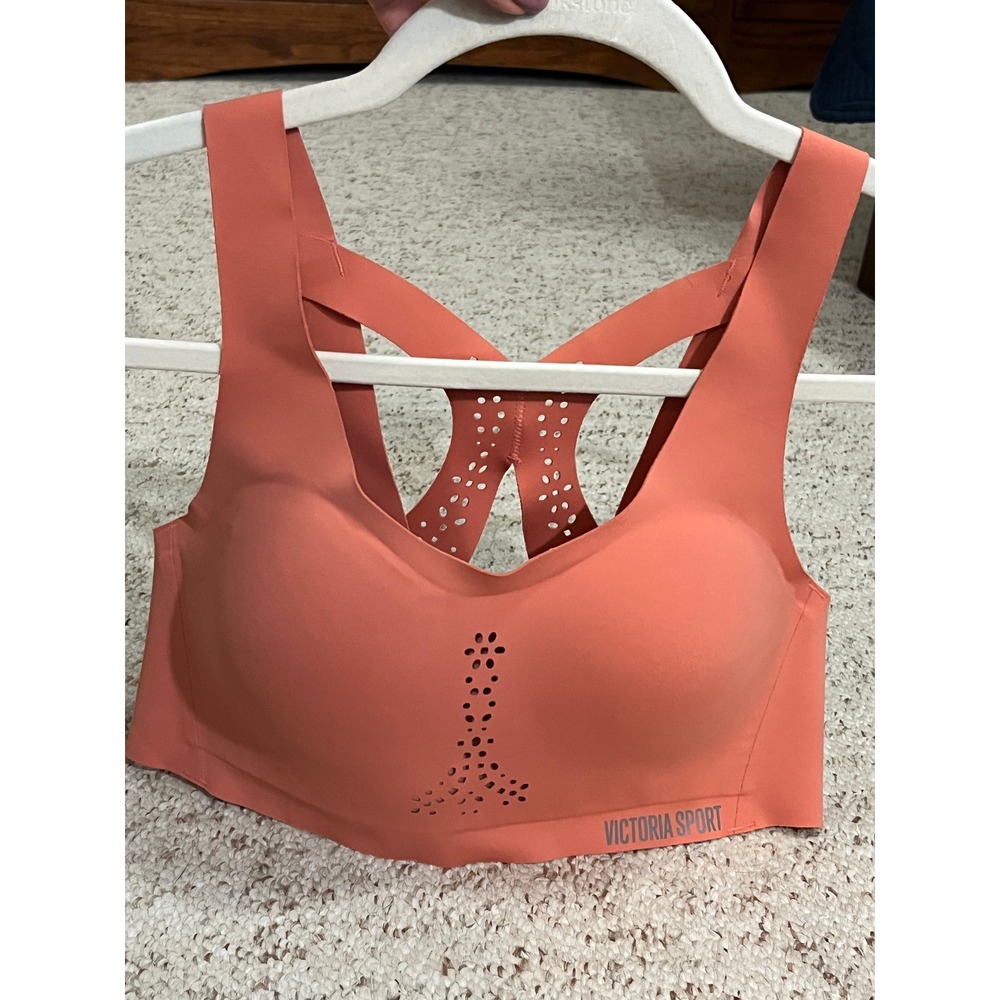 Victoria Sport Angel Max Sports Bra Women 34B Coral Racerback High Impact Yoga - Picture 8 of 11